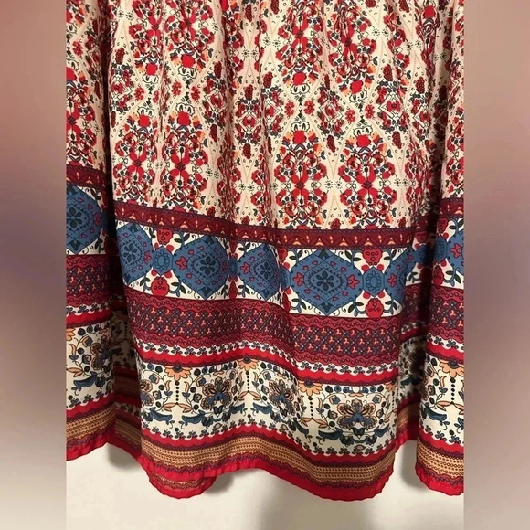 Melloday red long sleeve bohemian blouse size L - Picture 5 of 8